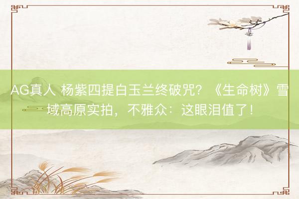 AG真人 杨紫四提白玉兰终破咒?《生命树》雪域高原实拍,不雅众:这眼泪值了!