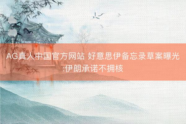 AG真人中国官方网站 好意思伊备忘录草案曝光:伊朗承诺不拥核